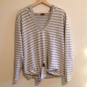 Tie front hooded pullover